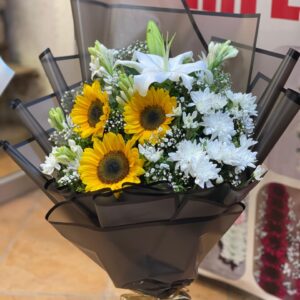 The Midnight Sunflower & Lily Bouquet