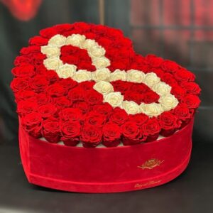Heart Shape Flowers Bos Red And White