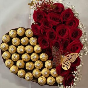 Heart Flower Box And Chocolate