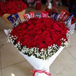 Luxury Red Roses & Chocolate Bouquet