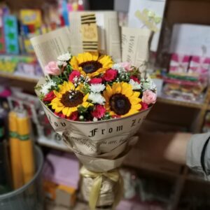 Sunflower red rose combo